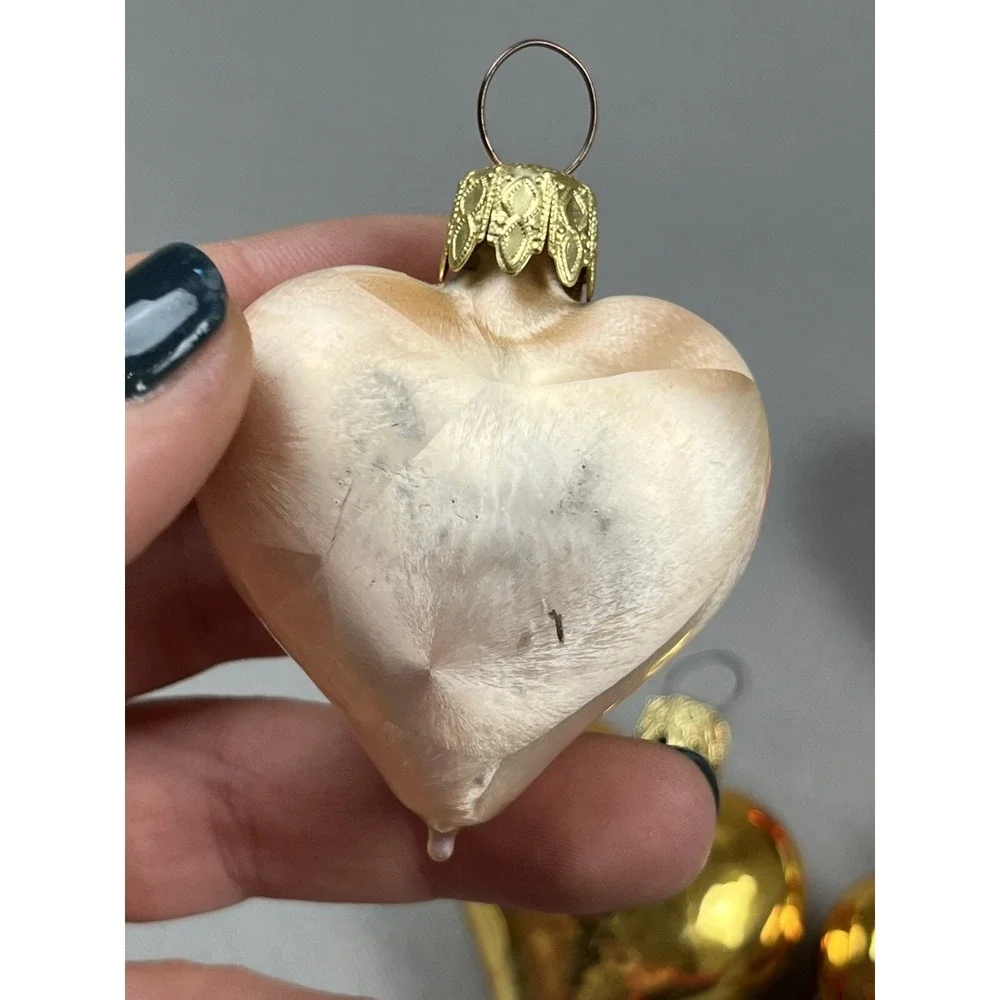 6 Napco Heart Ornaments Valentine's Gold Red‎ White 2.5
